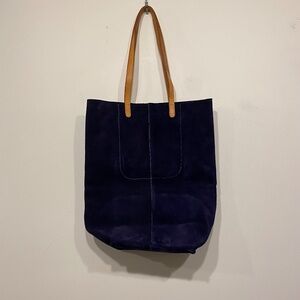 Basil Racuk Paper Bag in Blue Suede Purse